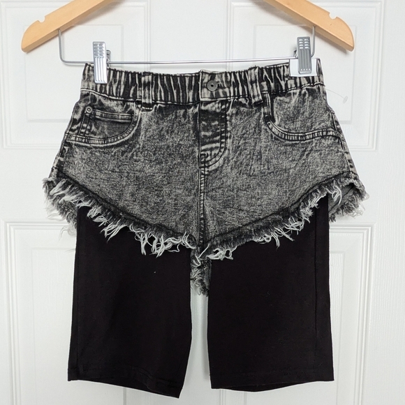 NWT - Kendall & Kylie Black Combination  Cut-Off Jean And Bike Shorts In One - Picture 1 of 8